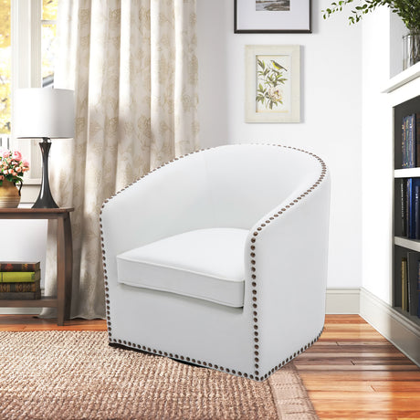 Trenton Swivel Arm Chair - Milky - Home Elegance USA