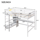 Full Size Loft Bed with Multifunction Shelves and Under-bed Desk, White - Home Elegance USA