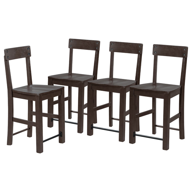 TREXM Counter Height Dining Chairs Industrial Style Wood Dining Room Chairs with Ergonomic Design, Set of 4 (Espresso) - Home Elegance USA