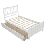 Twin size Platform Bed with Two Drawers, White - Home Elegance USA