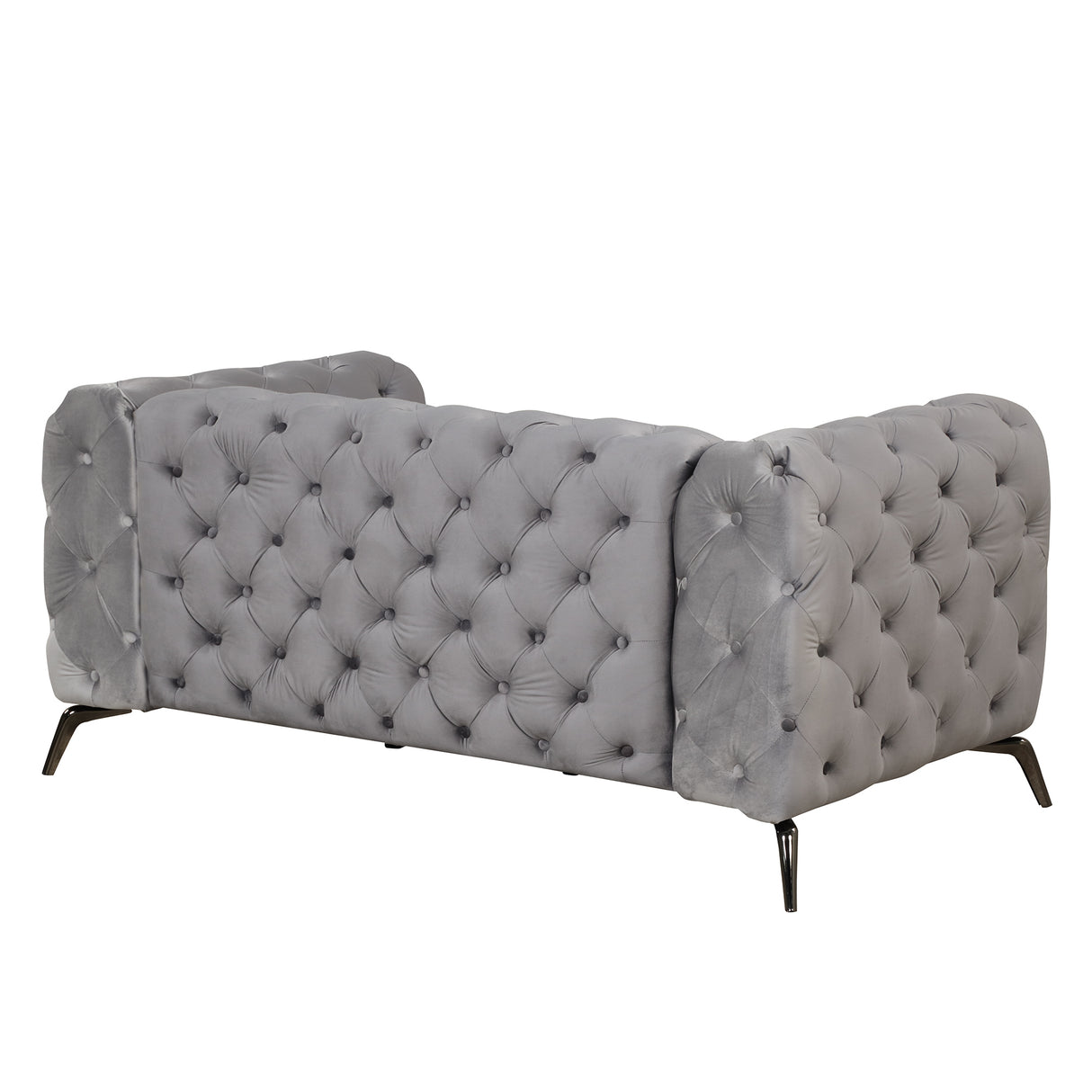 63" Velvet Upholstered Loveseat Sofa,Modern Loveseat Sofa with Button Tufted Back,2 - Person Loveseat Sofa Couch for Living Room,Bedroom,or Small Space,Gray - SG000602AAE - image - 10