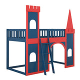 Twin Size Castle Shaped Loft Bed with Underbed Storage Space,Red - Home Elegance USA