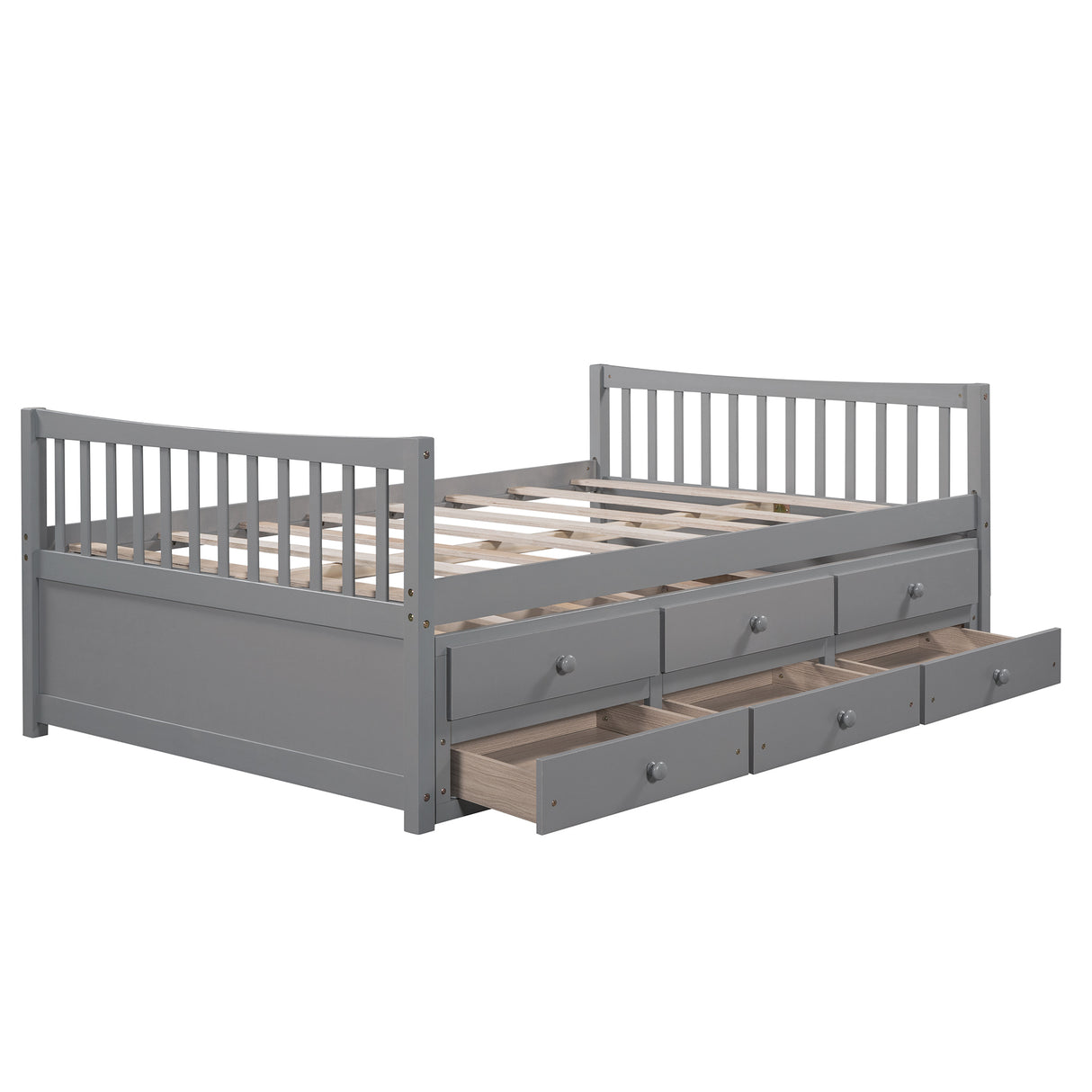 Full size Daybed with Twin size Trundle and Drawers, Full Size, Gray