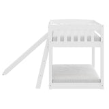 Yes4wood Kids Bunk Bed Twin Over Twin with Slide & Ladder, Heavy Duty Solid Wood Twin Bunk Beds Frame with Safety Guardrails for Toddlers, White - Home Elegance USA