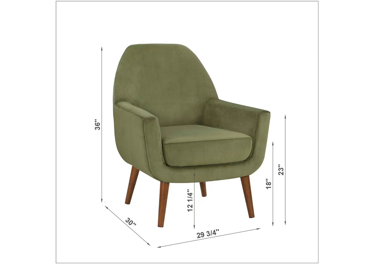 Astrid Mid-Century Green Velvet Arm Chair - Home Elegance USA