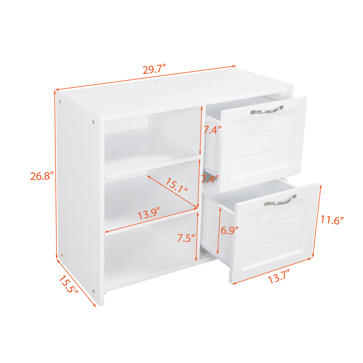 Low Twin Size Loft Bed with Cabinets, Shelves and Slide - White(OLD SKU :LP000503AAK)