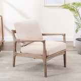 Wood Frame Armchair, Easy Assembly Mid Century Modern Farmhouse Accent Chair Lounge Chair for Living Room, Bedroom, Home Office,Tan Linen, Set of Two - Home Elegance USA