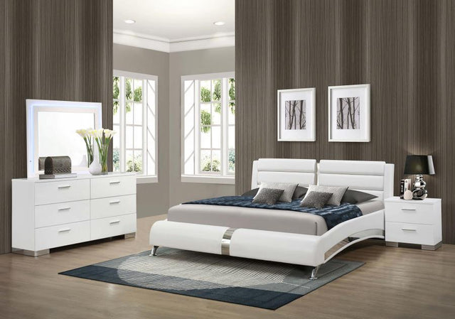 Jeremaine - Eastern King Bed 4 Piece Set - White - Home Elegance USA