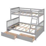 Twin-Over-Full Bunk Bed with Ladders and Two Storage Drawers(Gray)( old sku:LT000165AAE） - Home Elegance USA