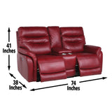 Contemporary Wine Top-Grain Leather Motion Set - Power Recline, USB Charging - Ultimate Comfort and Style Home Elegance USA