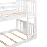 Twin Over Twin Bunk Bed with Ladder, White (Old SKU:LP000107AAK) - Home Elegance USA