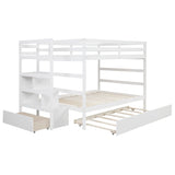 Full over Full Bunk Bed with Twin Size Trundle (White)(OLD SKU :LP000033AAK) - Home Elegance USA