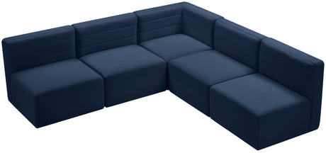 Quincy - Modular Sectional 5 Piece - Navy - Fabric - Modern & Contemporary - Home Elegance USA