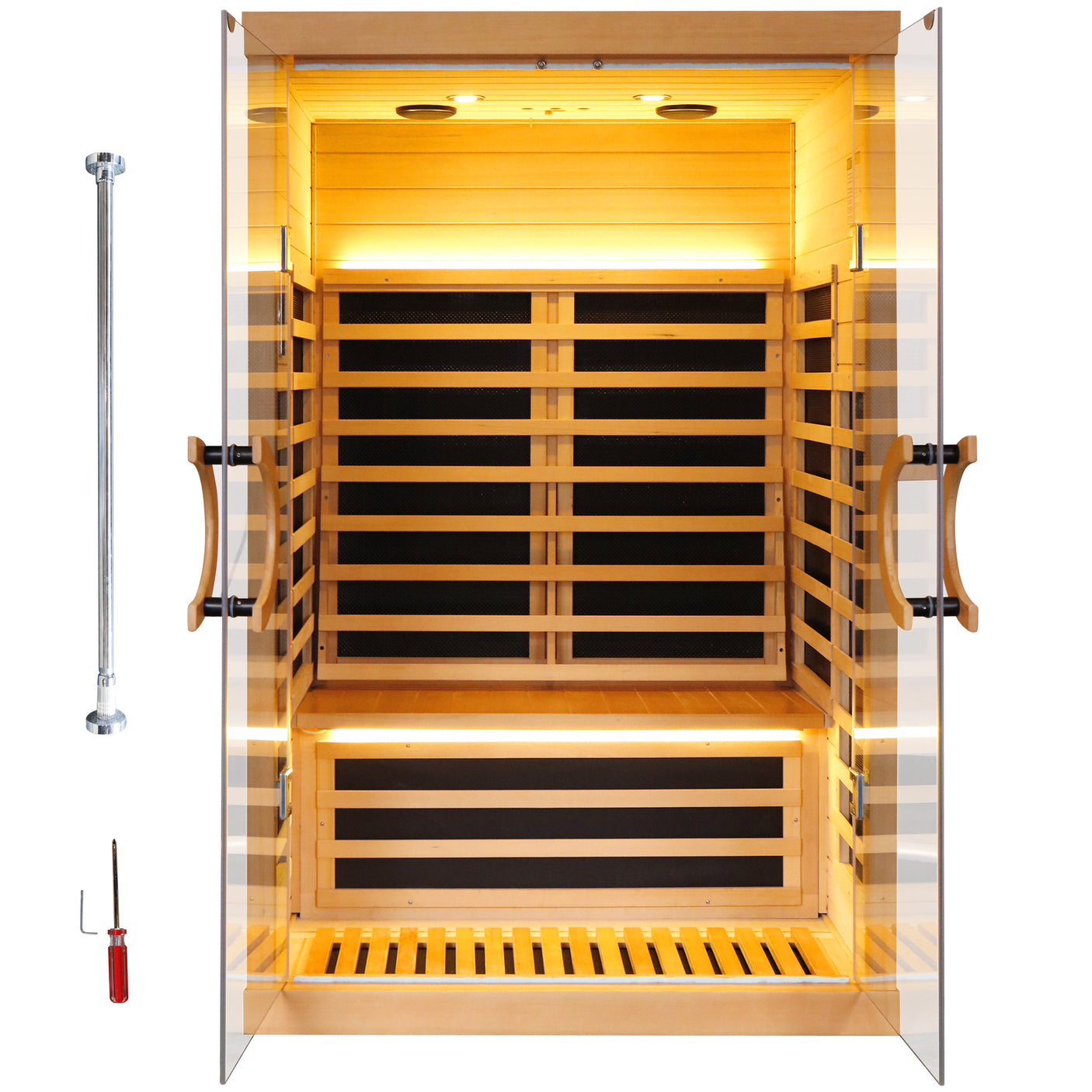 Far-infrared sauna room double glass family model with bluetooth audio app control