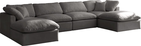 Plush - Cloud Modular Sectional 6 Piece - Grey - Fabric - Home Elegance USA