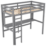 Twin Size Loft Bed with Convenient Desk, Shelves, and Ladder, White(Similar SKU:SM001302AAE) - Home Elegance USA