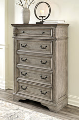 Lodenbay - Antique Gray - 8 Pc. - Dresser, Mirror, Chest, King Panel Bed, 2 Nightstands - Home Elegance USA