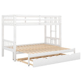 Twin over Pull-out Bunk Bed with Trundle, White - Home Elegance USA