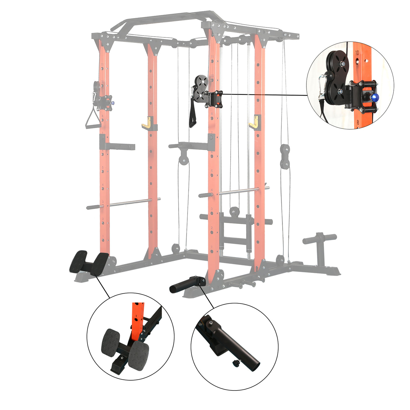 Power cage with LAT PullDown and Weight Storage Rack Optional Weight Bench, 1400 lb Capacity Power Rack for Home and Garage Gyms, Multiple Accessory Squat Racks for Full Body Workouts