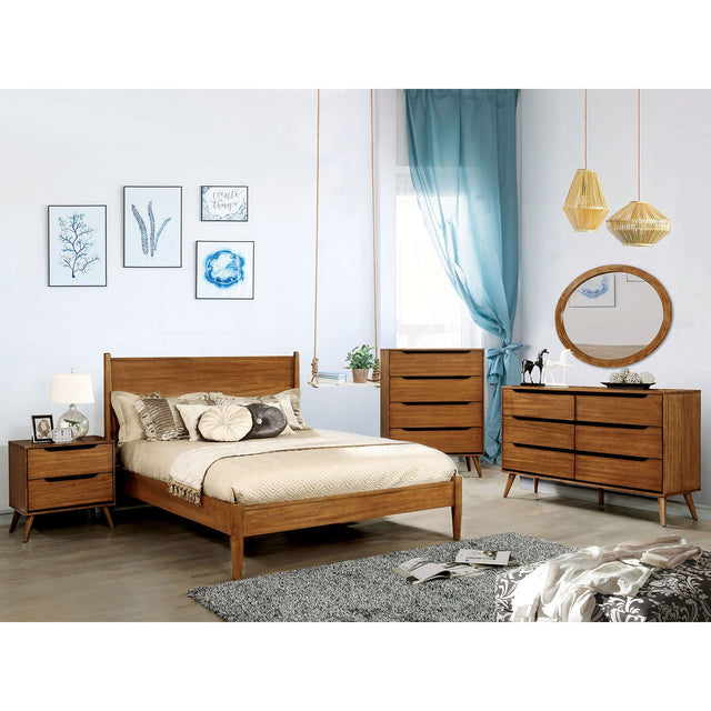 Lennart - 4 Piece Full Bedroom Set With Oval Mirror - Oak - Home Elegance USA