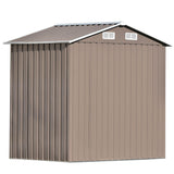 TOPMAX Patio 6ft x4ft Bike Shed Garden Shed, Metal Storage Shed with Adjustable Shelf and Lockable Door, Tool Cabinet with Vents and Foundation for Backyard, Lawn, Garden, Brown