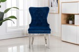 Simba Stainless Steel 2 Piece Chair Finish with Velvet Fabric in Blue - Home Elegance USA