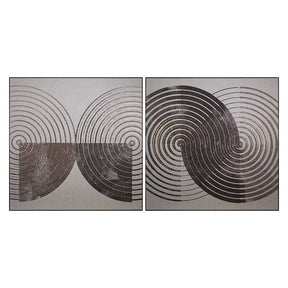 Vinyl Dreams (Set Of 2) - 48" X 48" - Distressed Brown Floater Frame | Sunpan