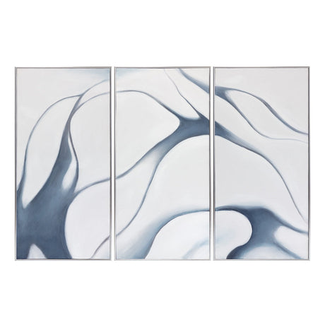 Meditation (set Of 3) - 30" X 60" - Silver Floater Frame - Home Elegance USA