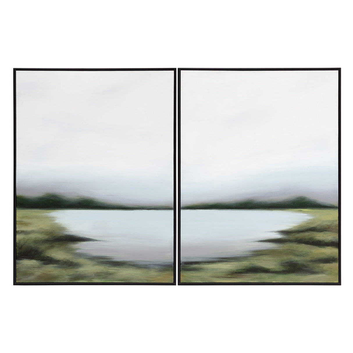 Lakeside Views (set Of 2) - 36" X 48" - Black Floater Frame - Home Elegance USA