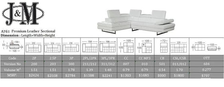 A761 Italian Leather Sectional | J&M - A761 - SKU178551L - image - 14