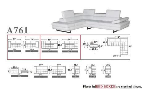 A761 Italian Leather Sectional | J&M - A761 - SKU178551L - image - 15