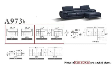 A973B Premium Leather Sectional | J&M - A973B - 179065 - BLUE - RHF - image - 15