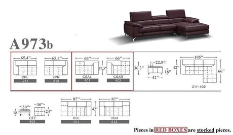 A973B Premium Leather Sectional | J&M - A973B - 179066 - MAROON - RHF - image - 24