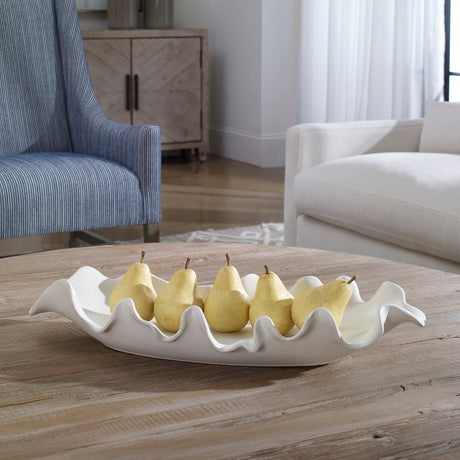 Uttermost Ruffled Feathers Modern White Bowl - Home Elegance USA