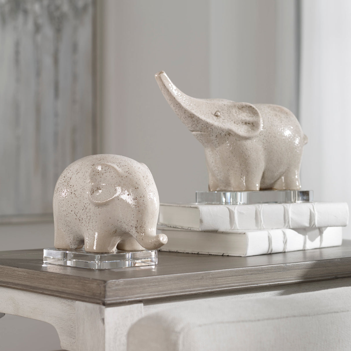 Uttermost Kyan Ceramic Elephant Sculptures - Set Of 2 - Home Elegance USA