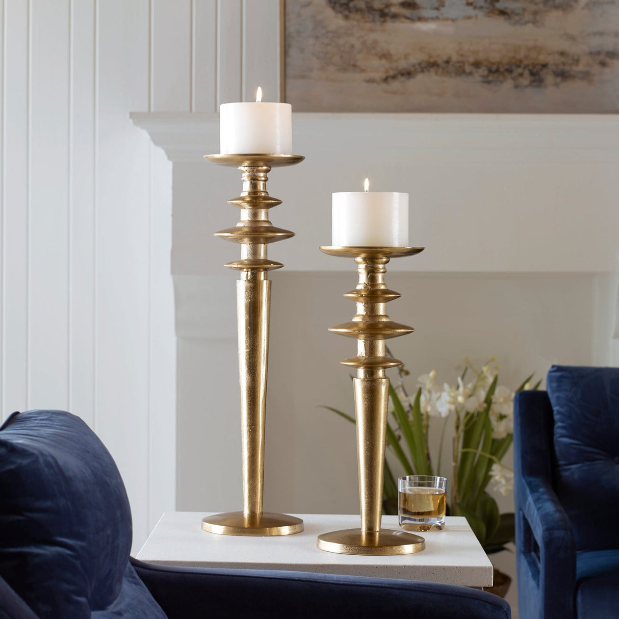 Uttermost Highclere Gold Candleholders - Set Of 2 - Home Elegance USA