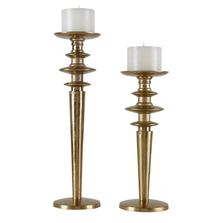 Uttermost Highclere Gold Candleholders - Set Of 2 - Home Elegance USA