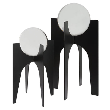 Uttermost Ellianna Crystal Spheres On Black Base - Set Of 2 - Home Elegance USA