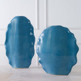 Uttermost Ruffled Feathers Blue Vases - Set Of 2 - Home Elegance USA