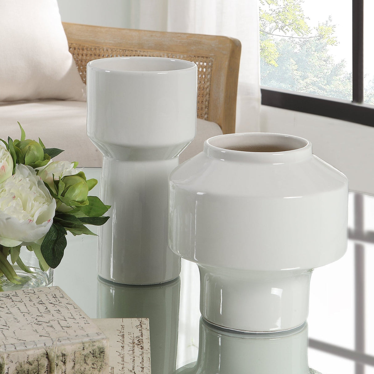 Uttermost Illumina Abstract White Vases - Set Of 2 - Home Elegance USA
