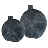 Uttermost Viewpoint Aged Black Vases - Set Of 2 - Home Elegance USA