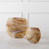 Uttermost Fusion Swirled Caramel & Ivory Vases - Set Of 2 - Home Elegance USA