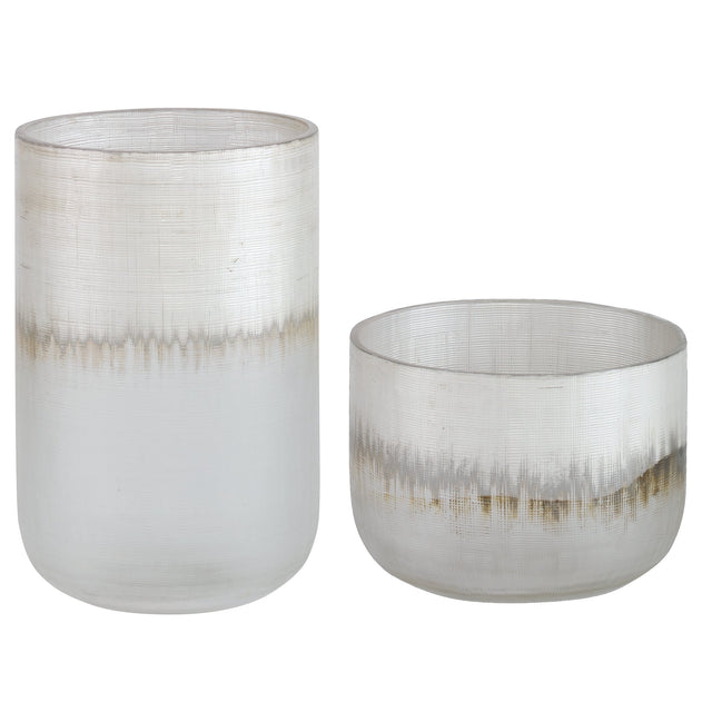Uttermost Frost Silver Drip Glass Vases - Set Of 2 - Home Elegance USA