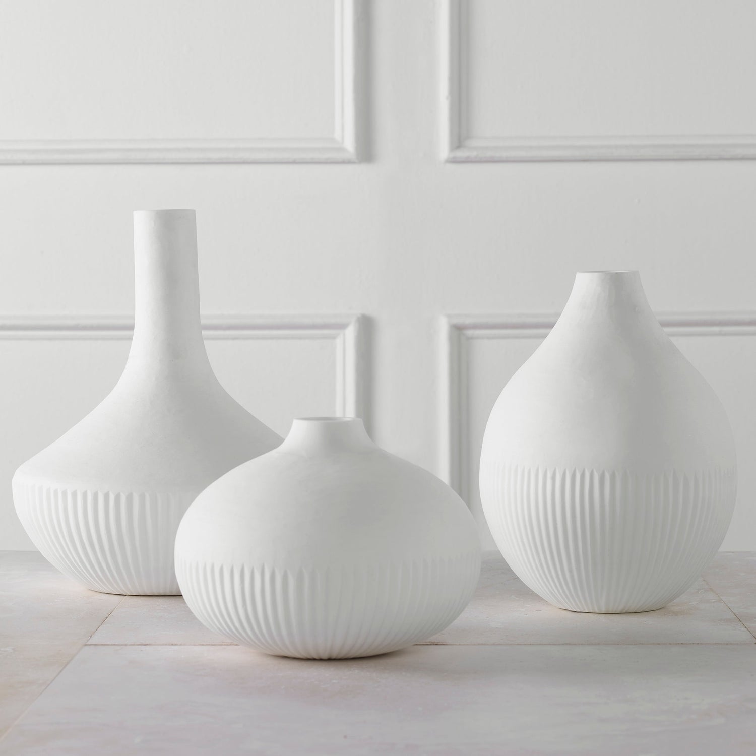 Apothecary Satin White Vases - Set Of 3 | Uttermost | Home Elegance USA