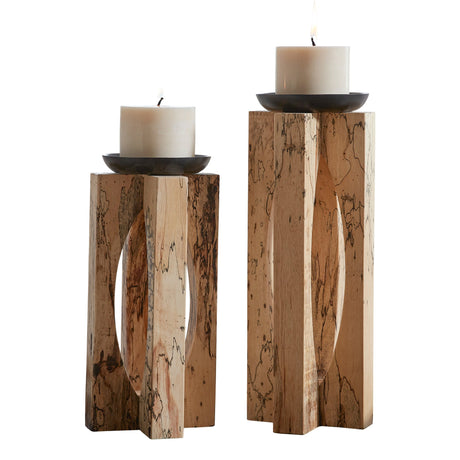 Uttermost Ilva Wood Candleholders - Set Of 2 - Home Elegance USA