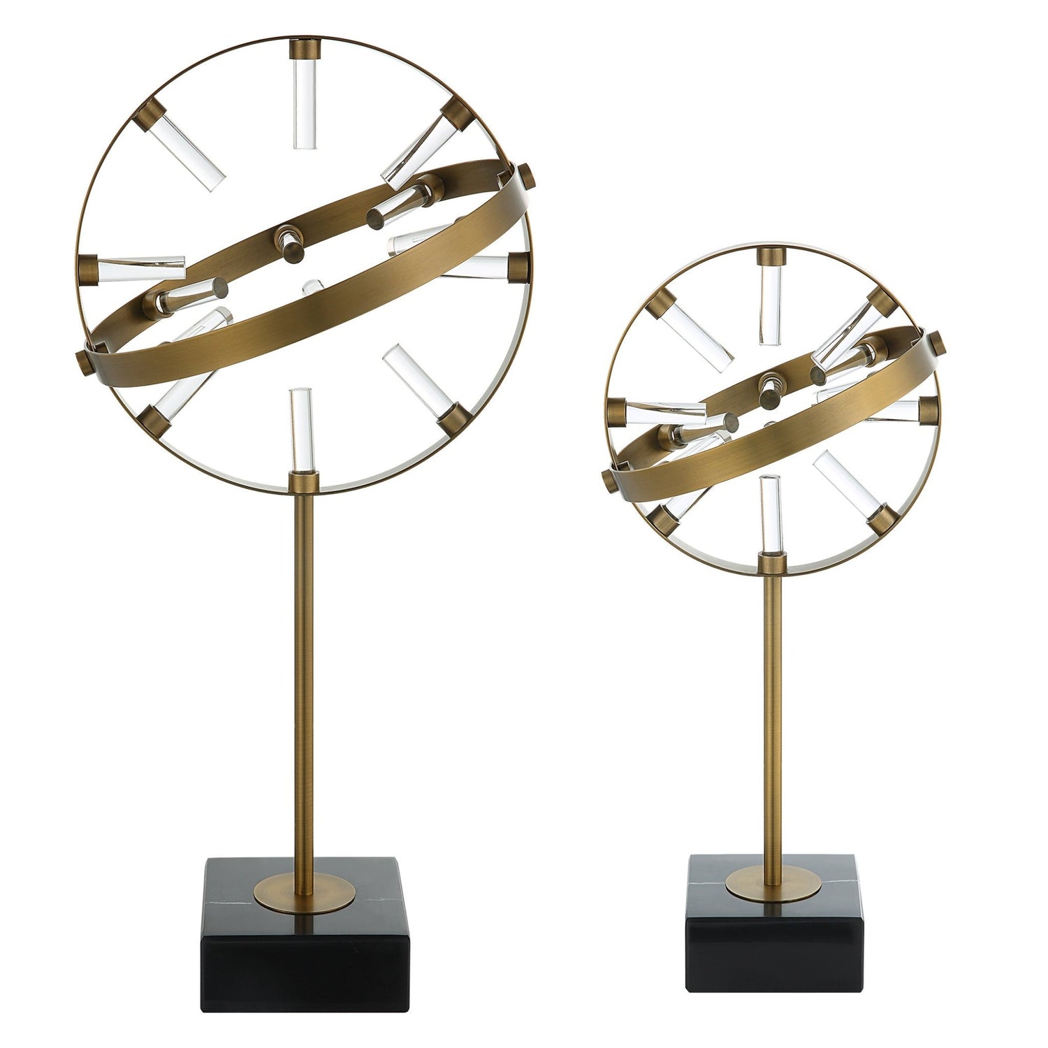 Uttermost Realm Spherical Brass Sculptures - Set Of 2 - Home Elegance USA