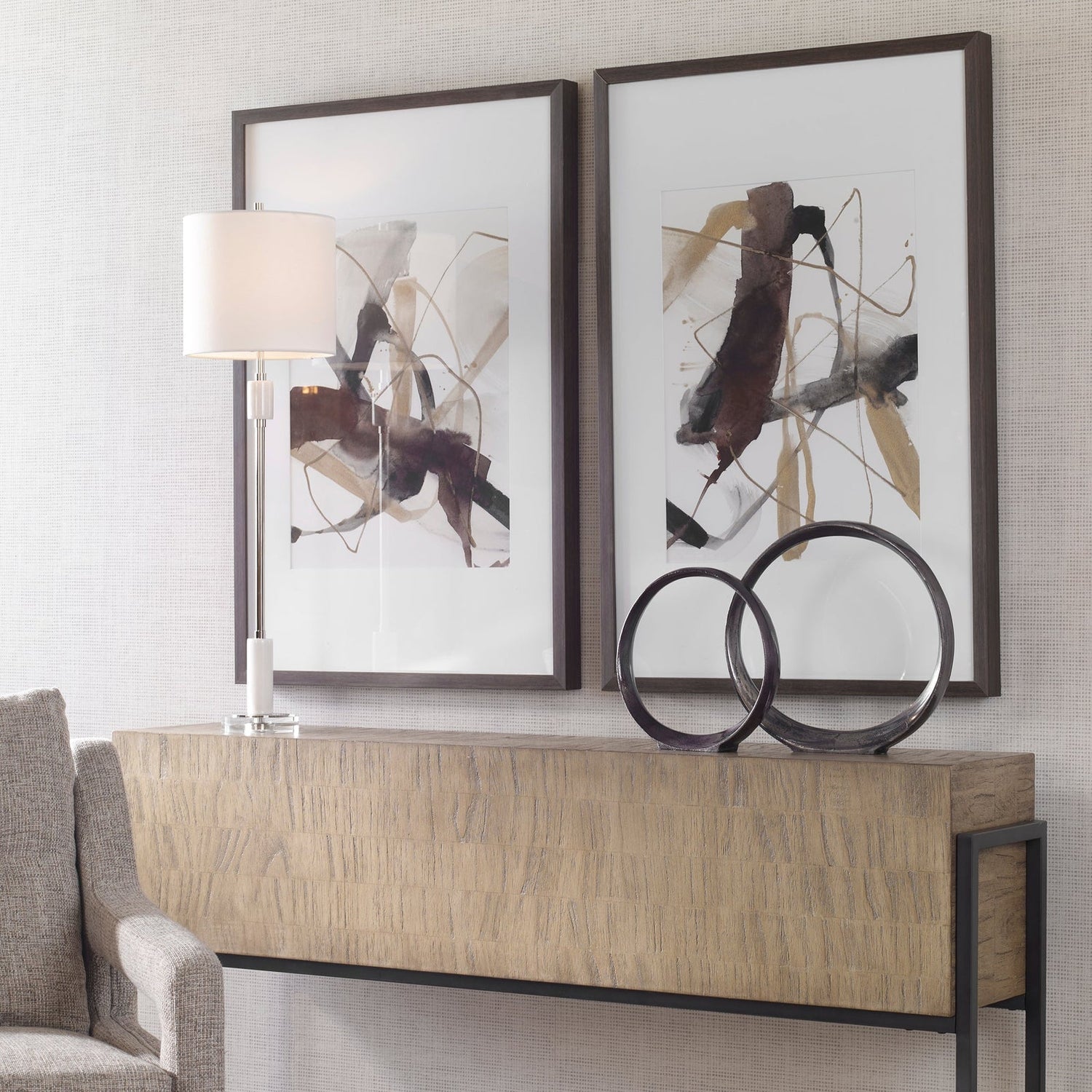 Burgundy Interjection Abstract Prints - Set Of 2 | Uttermost | Home Elegance USA