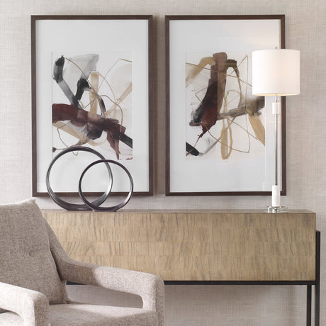 Burgundy Interjection Abstract Prints - Set Of 2 | Uttermost | Home Elegance USA
