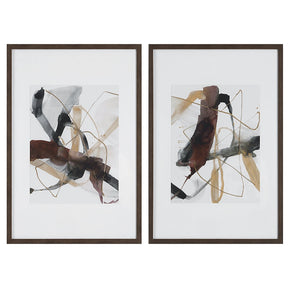 Burgundy Interjection Abstract Prints - Set Of 2 | Uttermost | Home Elegance USA