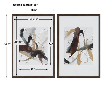 Burgundy Interjection Abstract Prints - Set Of 2 | Uttermost | Home Elegance USA